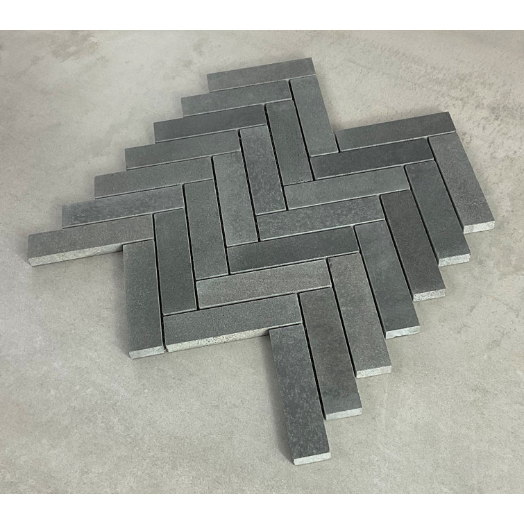 ES Stone Basalt 1" x 4" Marble Herringbone Mosaic Wall and Floor Tile